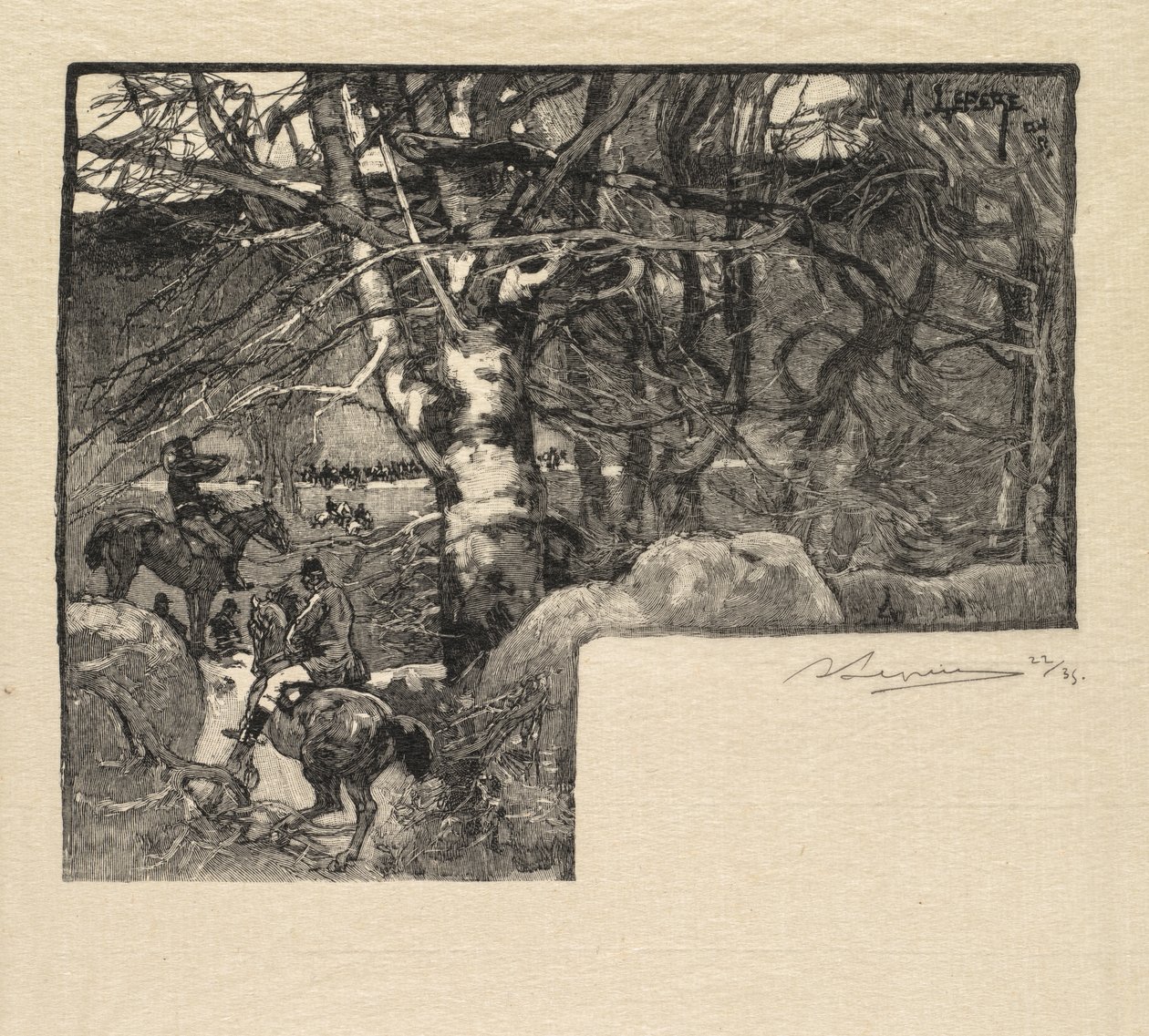 Las Fontainebleau: Jedź do psów w Mont-Gérard autorstwa Auguste Louis Lepère