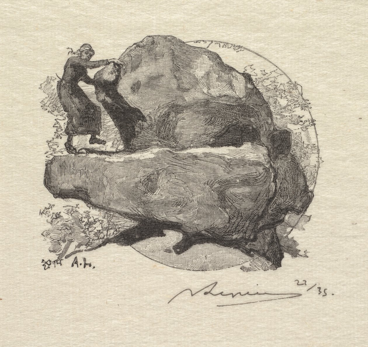 Las Fontainebleau: Drżąca skała autorstwa Auguste Louis Lepère