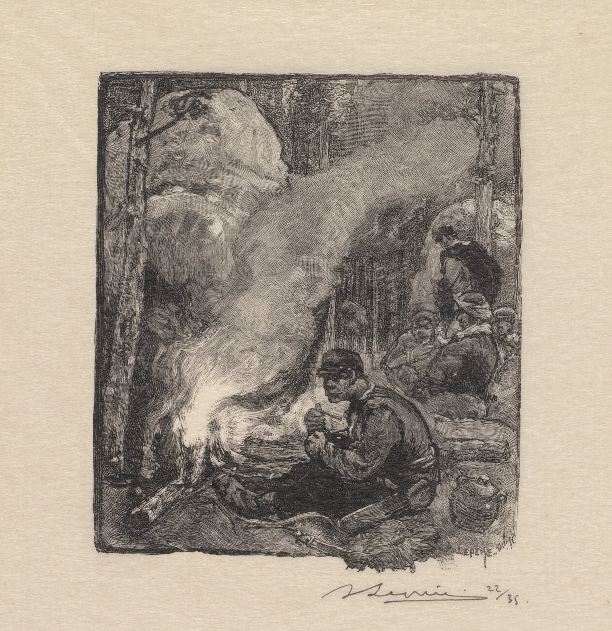 Las Fontainebleau: Posiłek drwali Las Fontainebleau: Posiłek drwali, 1890. autorstwa Auguste Louis Lepère