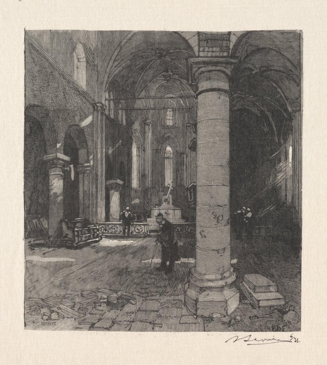 Wnętrze kościoła autorstwa Auguste Louis Lepère