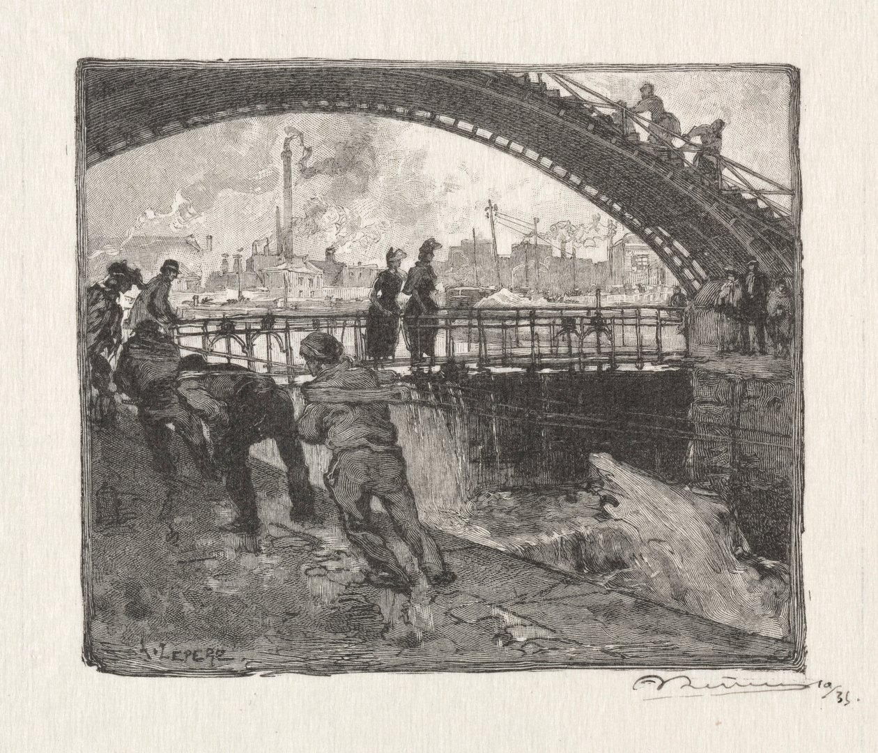 LEcluse du Canal St. Martin, 1890. autorstwa Auguste Louis Lepère