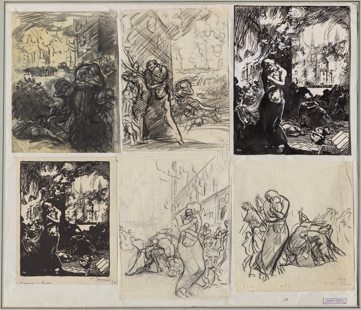Ogień Louvain autorstwa Auguste Louis Lepère