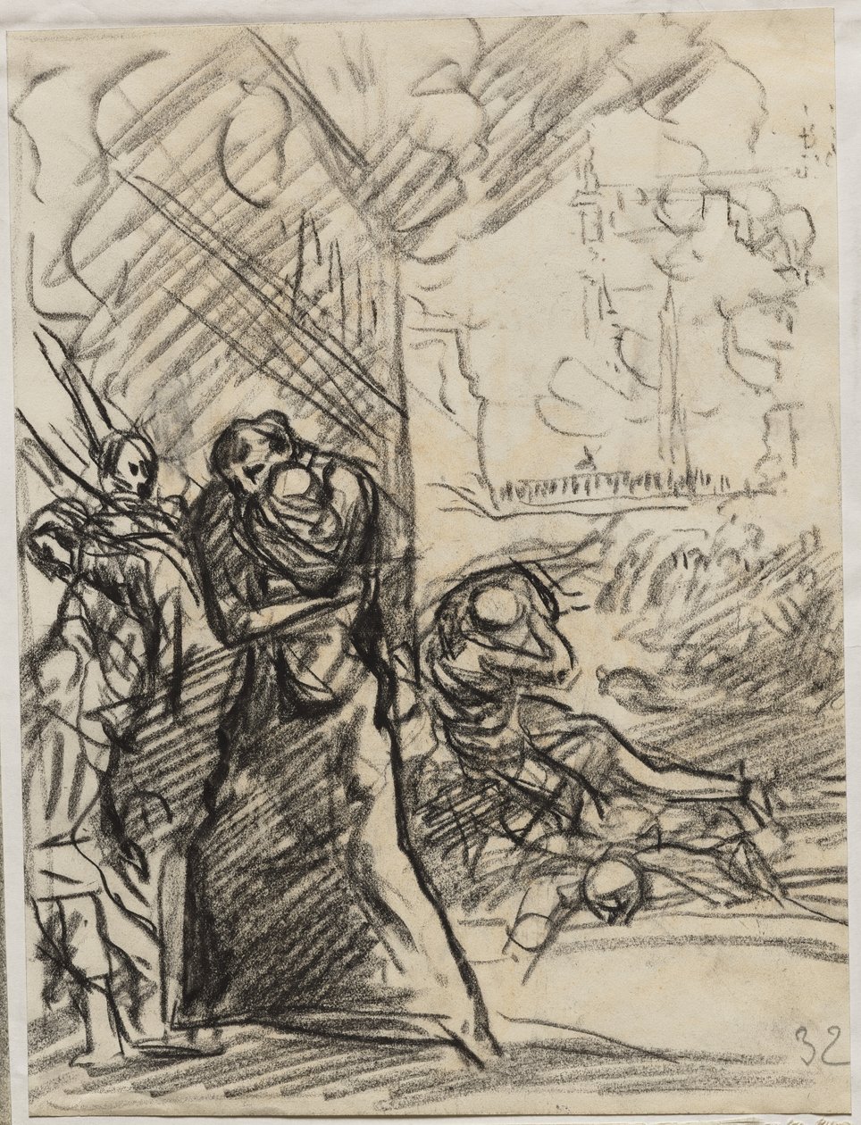 Ogień Louvain autorstwa Auguste Louis Lepère