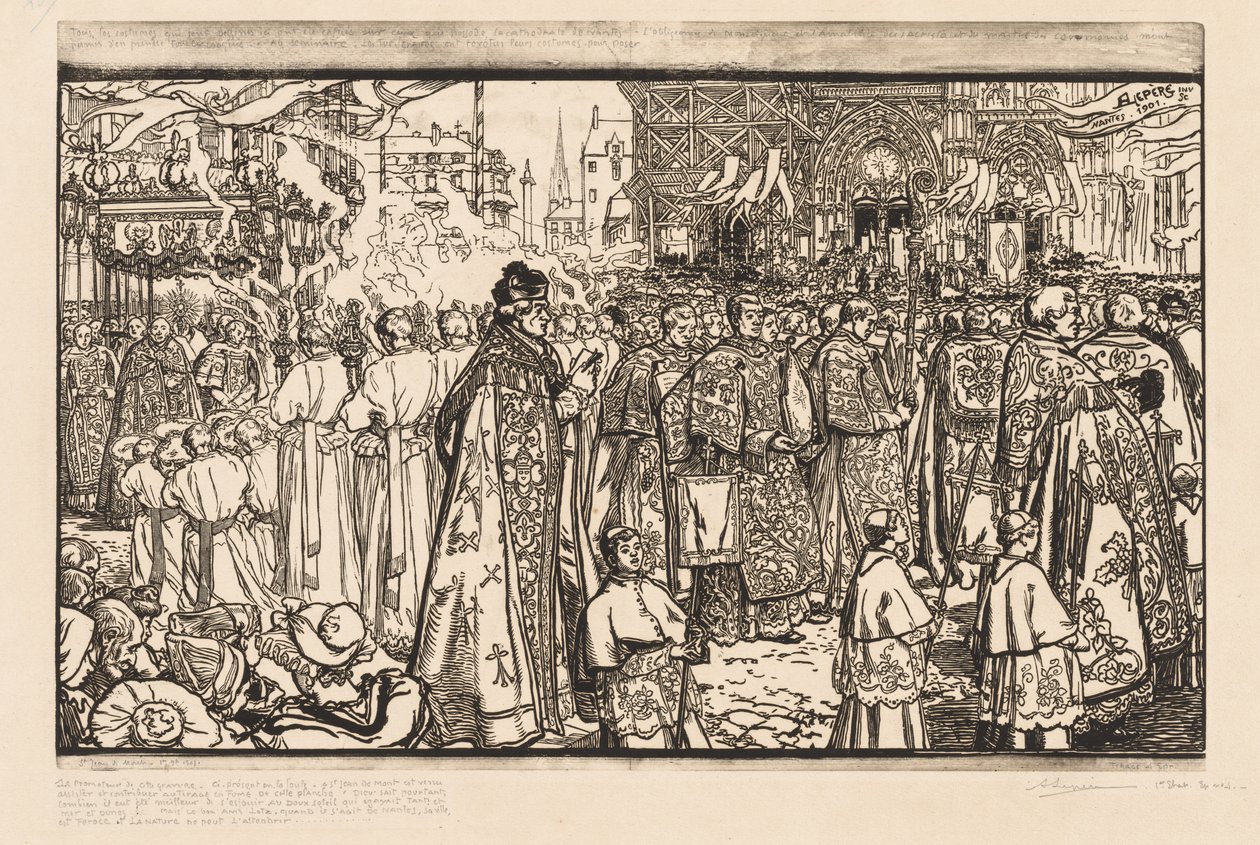 Procesja Bożego Ciała w Nantes, 1901. autorstwa Auguste Louis Lepère