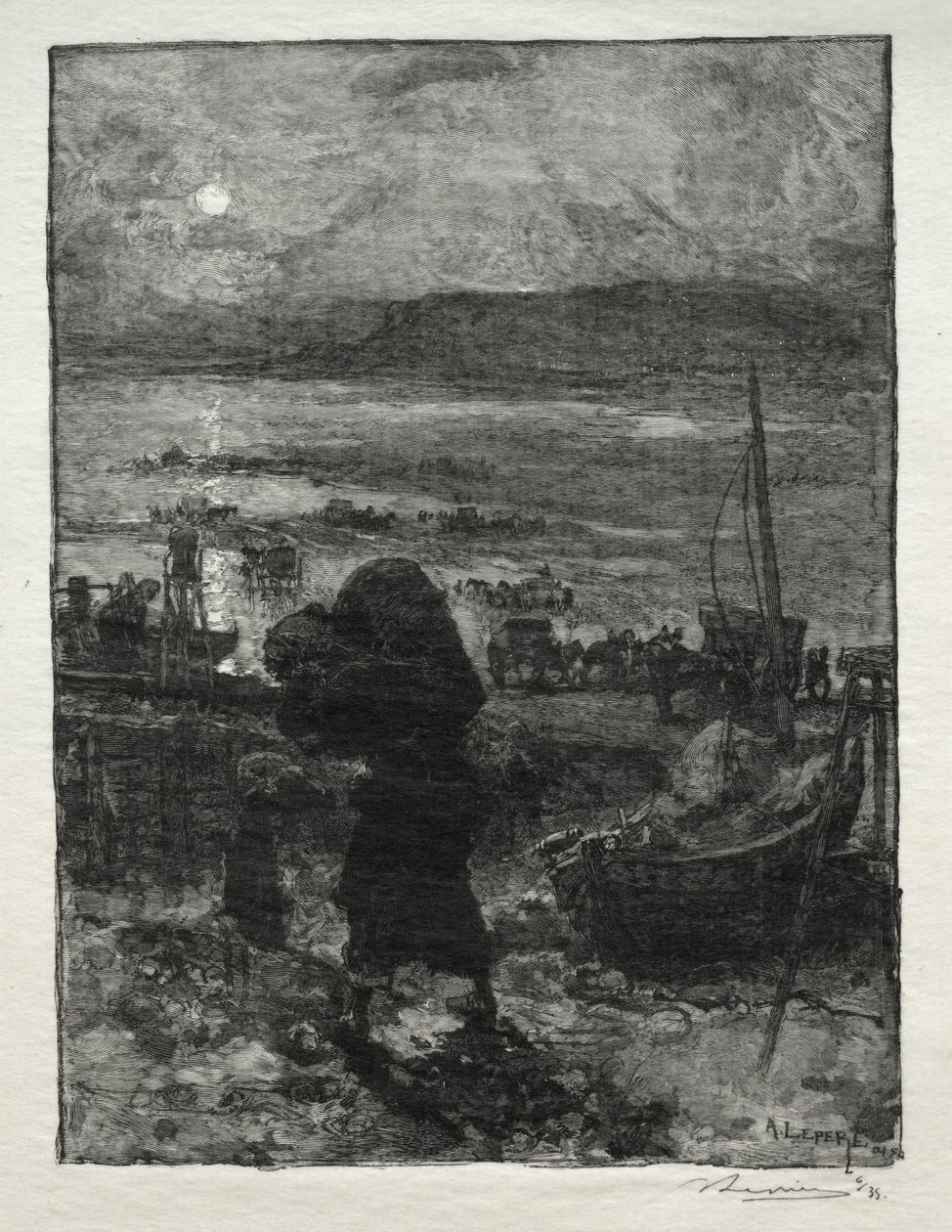 Zbieranie piasku. autorstwa Auguste Louis Lepère