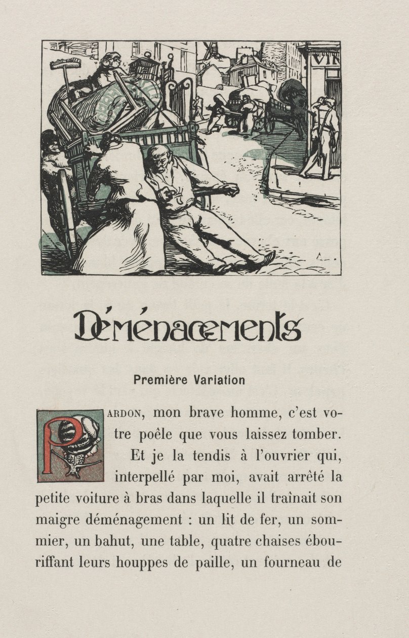 Krajobrazy i rogi ulic: Przeprowadzka, 1900. autorstwa Auguste Louis Lepère