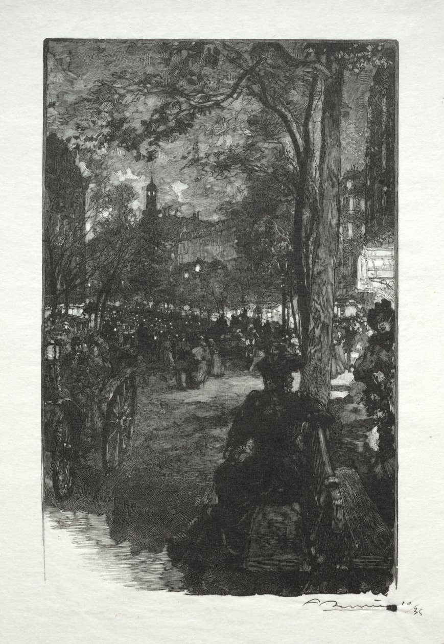 Boulevard Montmartre, wieczór autorstwa Auguste Louis Lepère