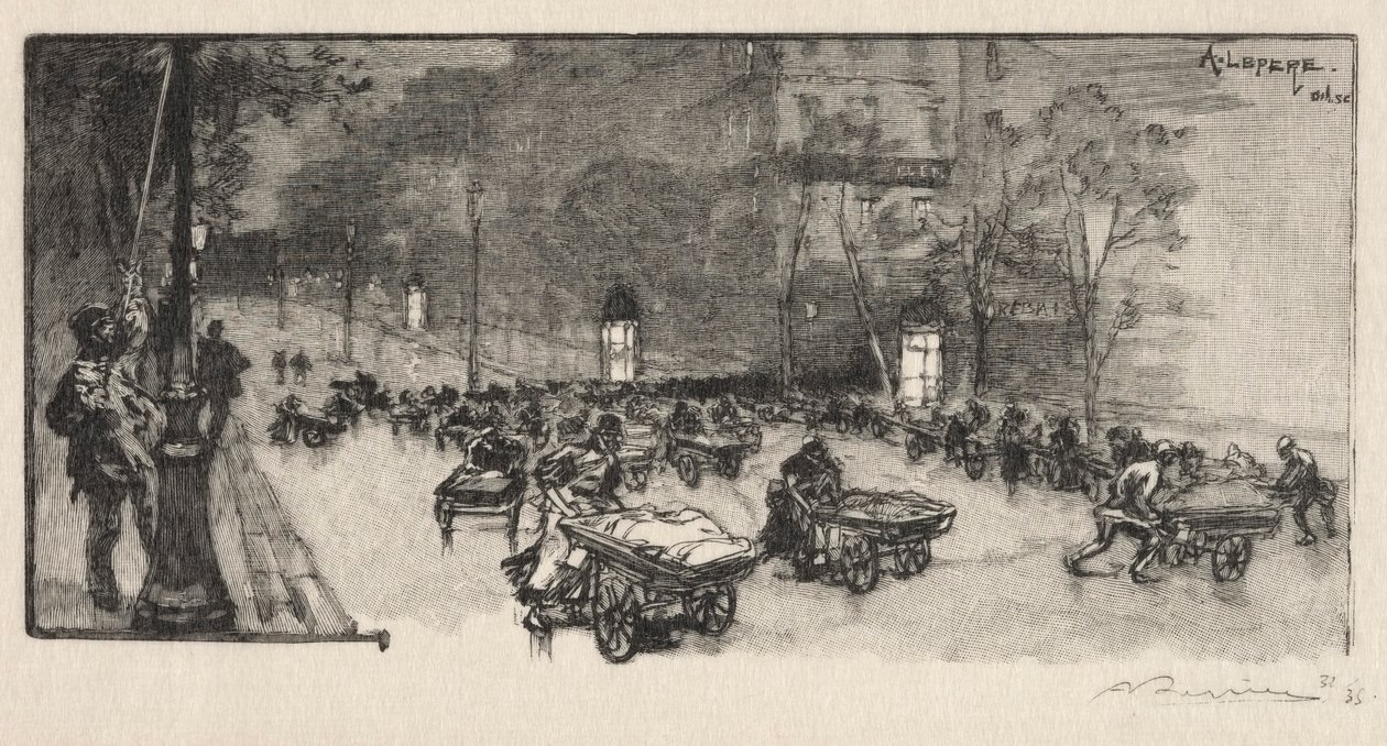 Bulwar, na rogu Faubourg Montmartre autorstwa Auguste Louis Lepère