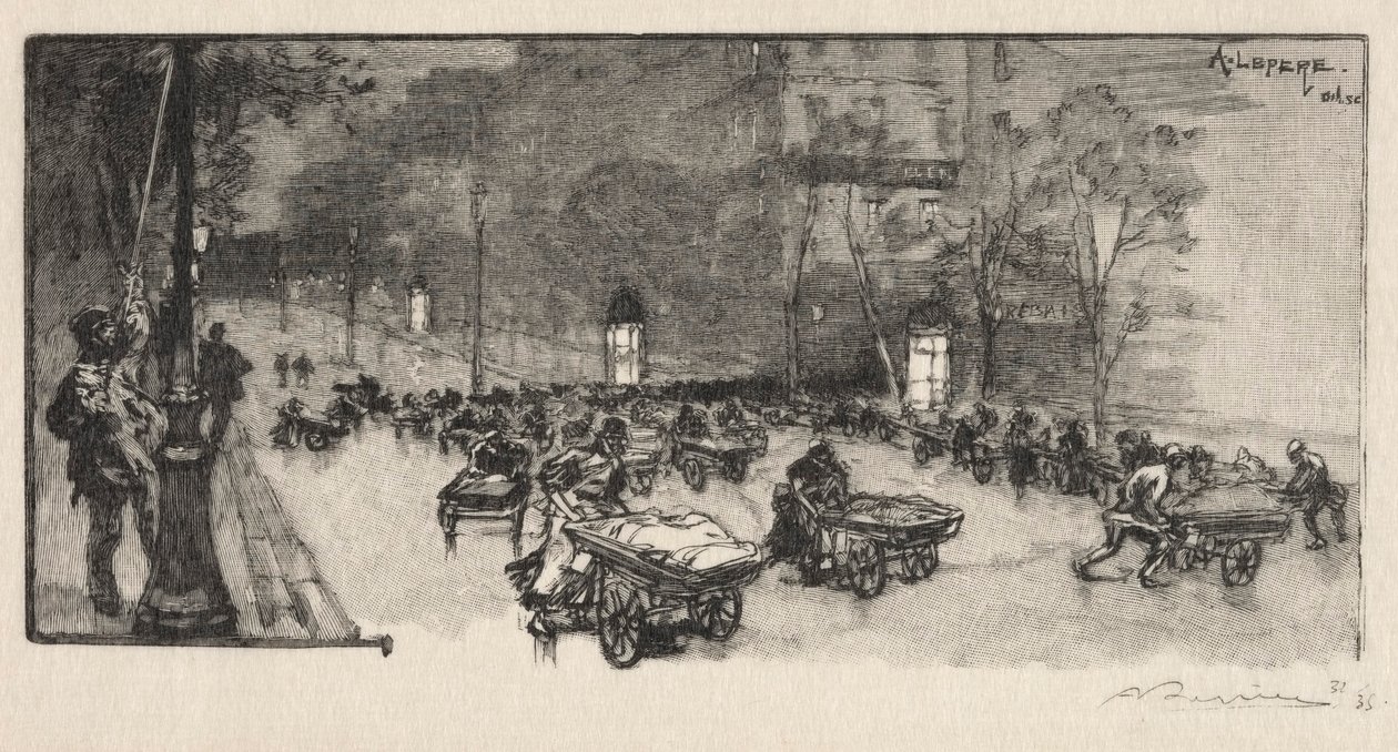 Bulwar, na rogu Faubourg Montmartre, 1890. autorstwa Auguste Louis Lepère