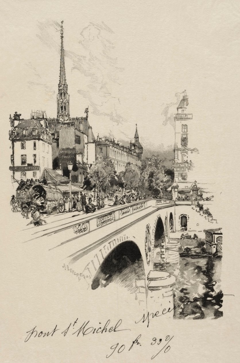 Pont St. Michel. autorstwa Auguste Louis Lepère