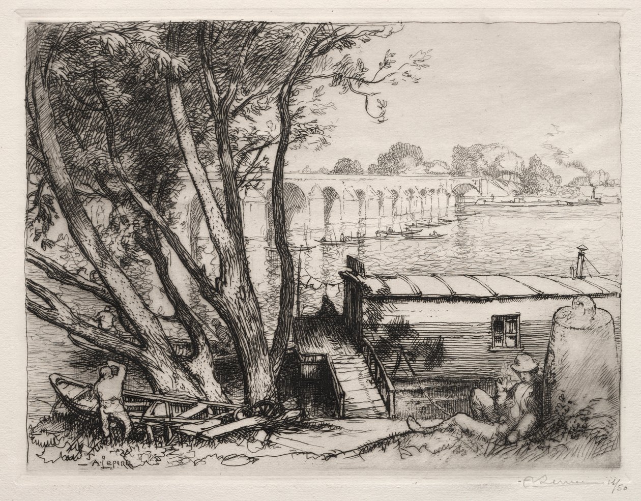 Most Poissy autorstwa Auguste Louis Lepère