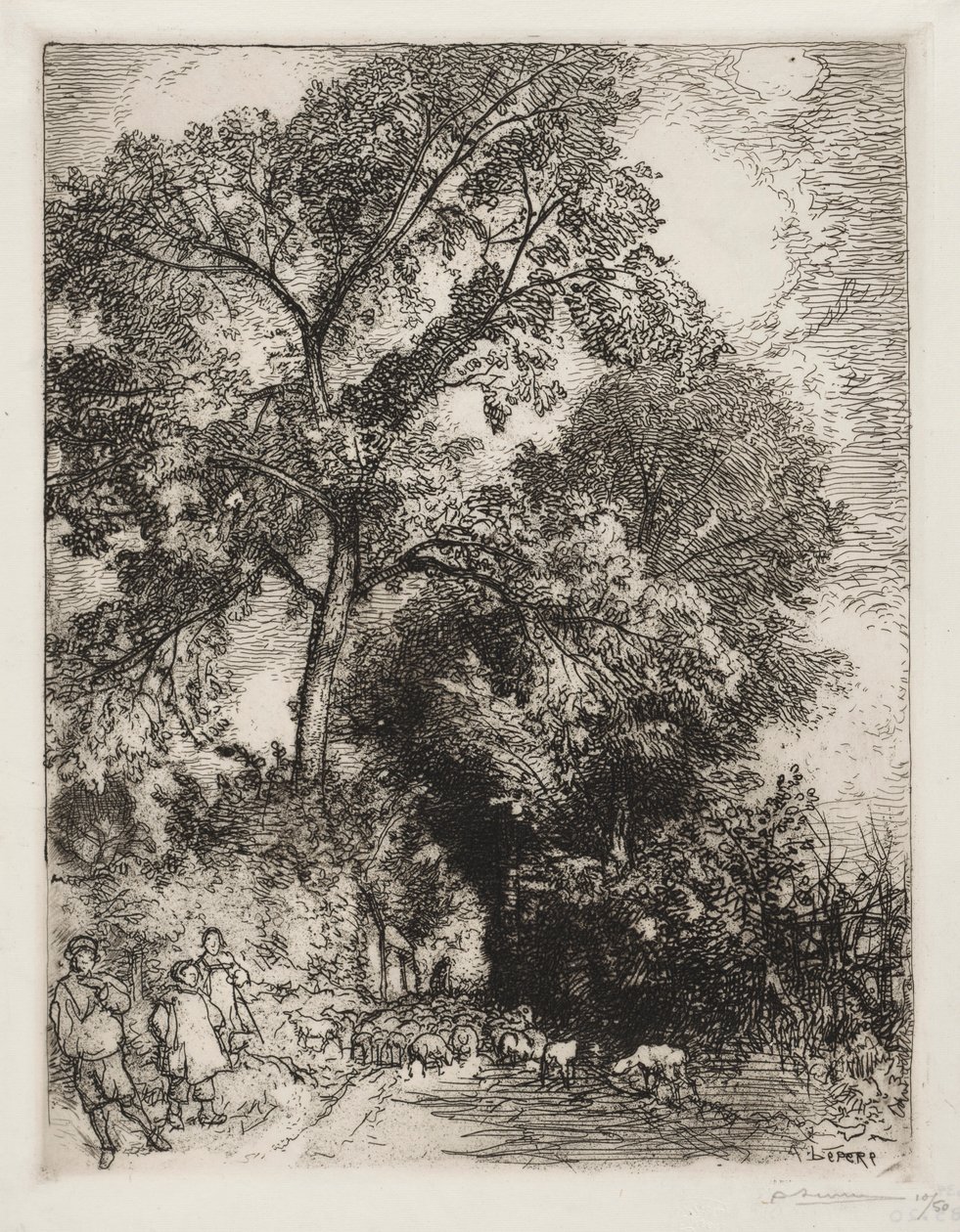 Powrót stada, Crèvecoeur, 1913. autorstwa Auguste Louis Lepère