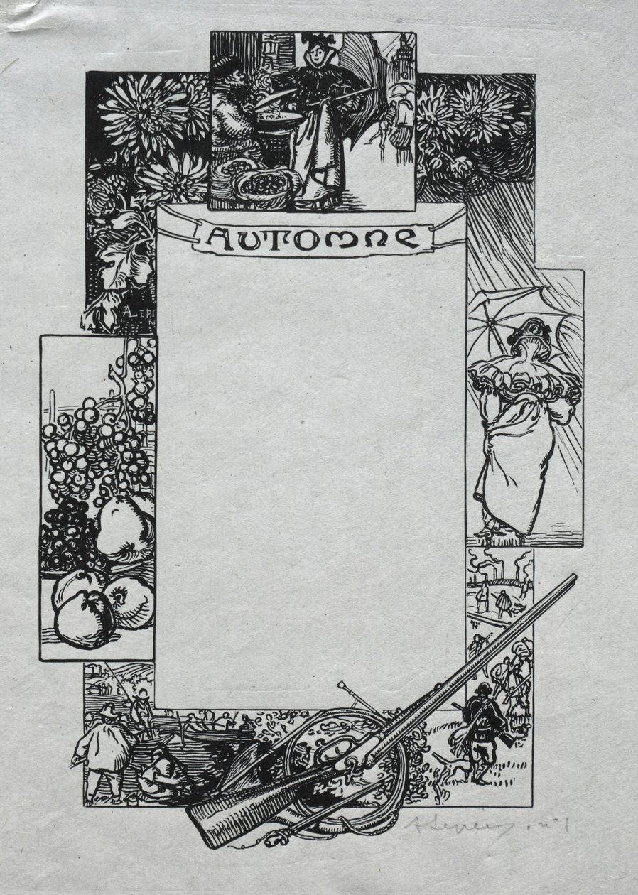 Almanach Paryski, 1897: Obramowanie dekoracyjne, jesień, 1897. autorstwa Auguste Louis Lepère