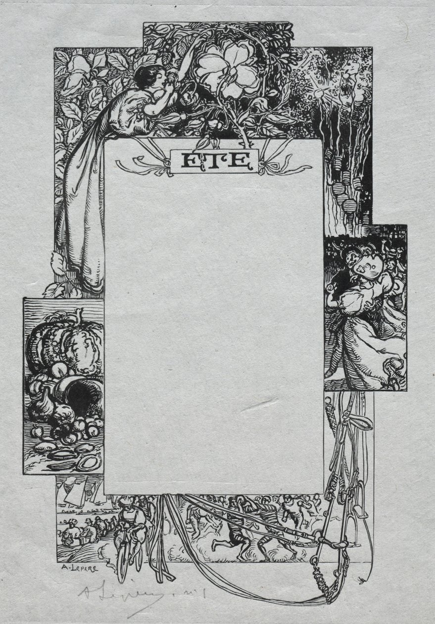 Almanach Paryski, 1897: Obramowanie dekoracyjne, lato, 1897. autorstwa Auguste Louis Lepère