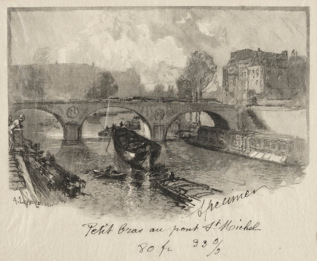 Małe ramię w Pont St. Michel. autorstwa Auguste Louis Lepère