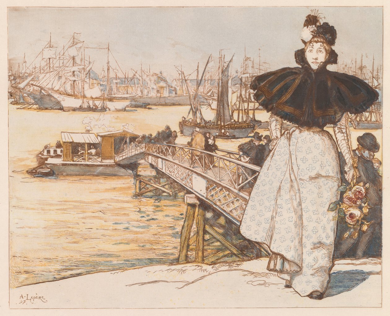 Molo na Garonnie, Bordeaux Molo na Garonnie, Bordeaux, 1897. autorstwa Auguste Louis Lepère