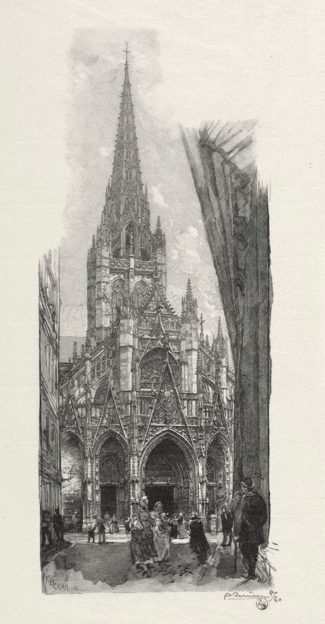 Ilustrowany Rouen: Kościół Saint Maclon autorstwa Auguste Louis Lepère