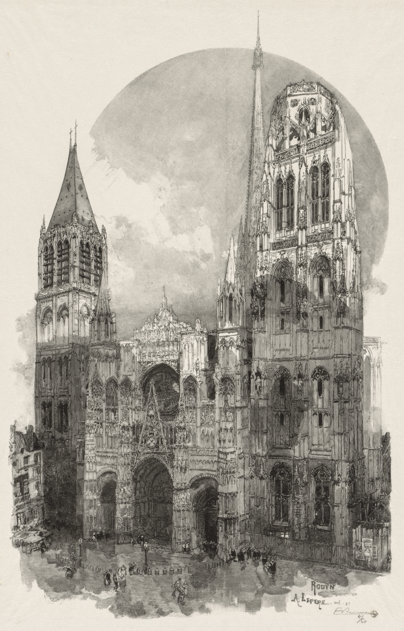 Ilustrowany Rouen: Katedra w Rouen autorstwa Auguste Louis Lepère