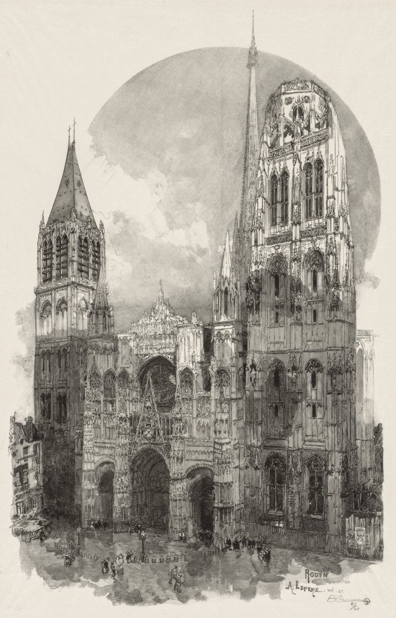 Ilustrowany Rouen: Katedra w Rouen, 1888. autorstwa Auguste Louis Lepère