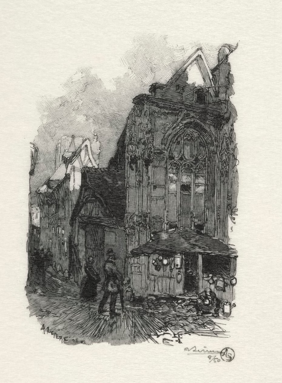 Ilustrowany Rouen: Św. Etienne od bednarzy autorstwa Auguste Louis Lepère