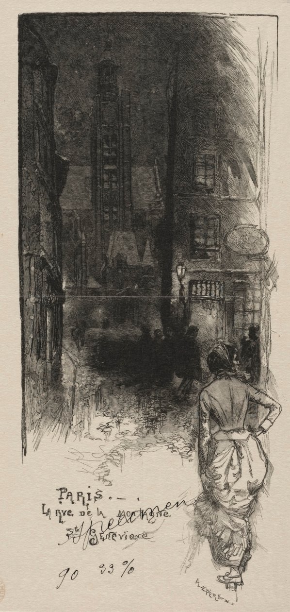 Rue de la Montagne, St. Genevieve. autorstwa Auguste Louis Lepère