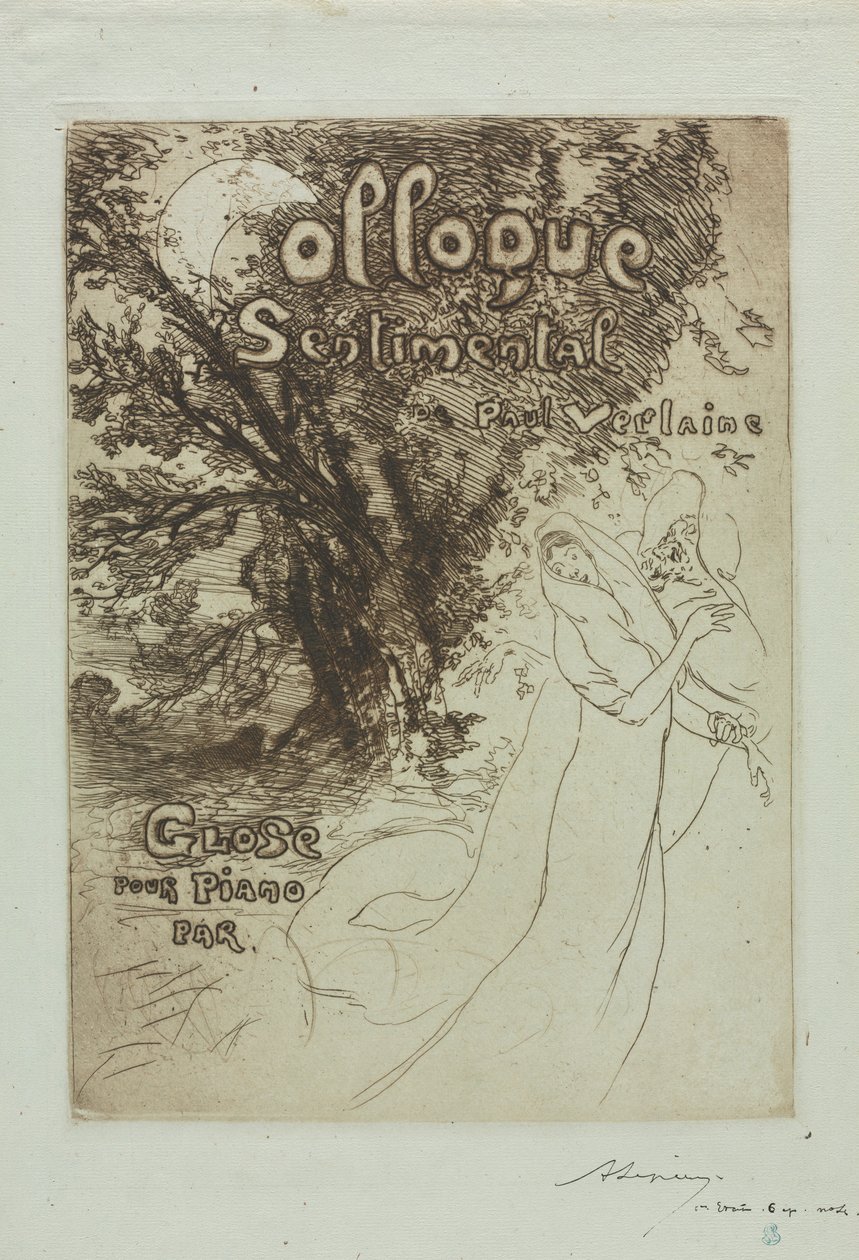 Sentymentalna rozmowa Paula Verlaine .a autorstwa Auguste Louis Lepère