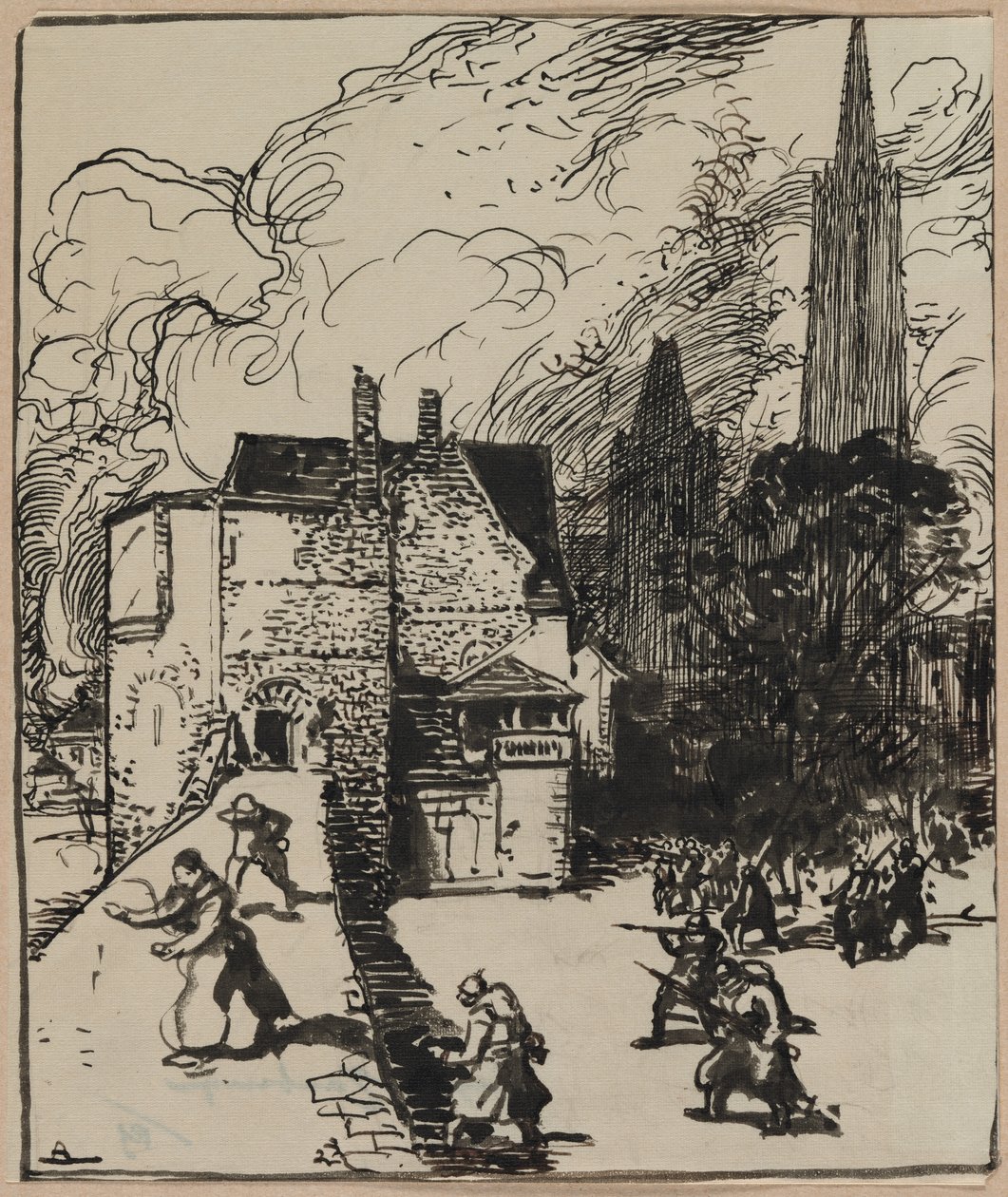 Oblężenie Maubeuge, 1914. autorstwa Auguste Louis Lepère