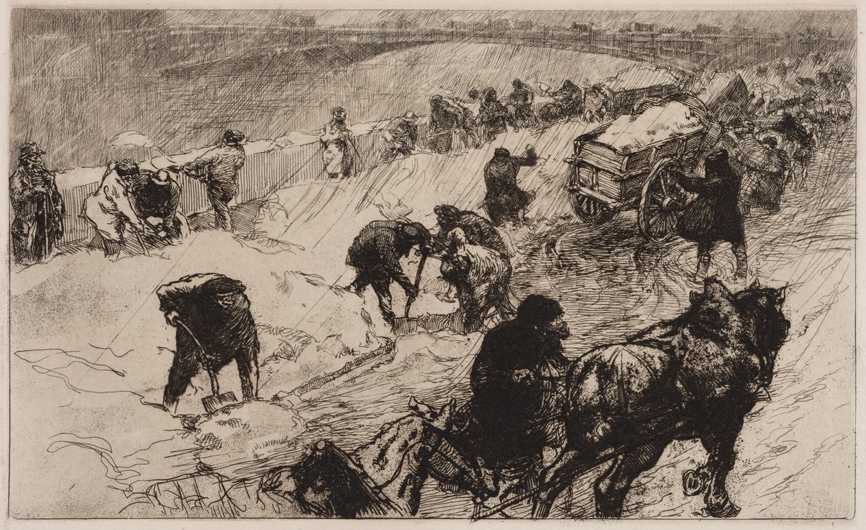 Walka na śnieżki: Nabrzeże Kwiatów autorstwa Auguste Louis Lepère