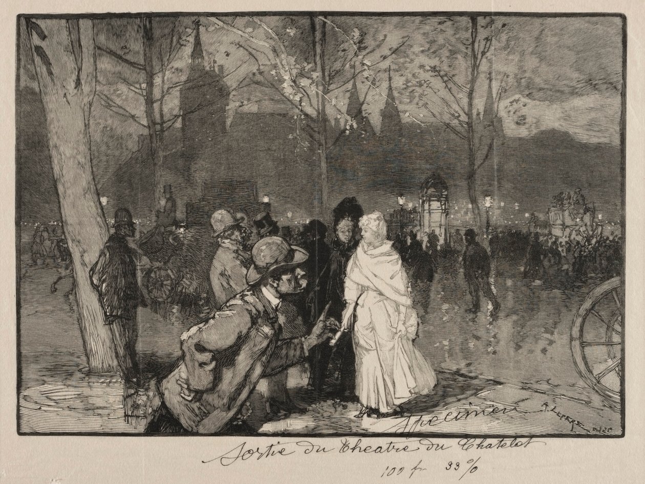 Opuszczenie Théâtre du Chatelet. autorstwa Auguste Louis Lepère