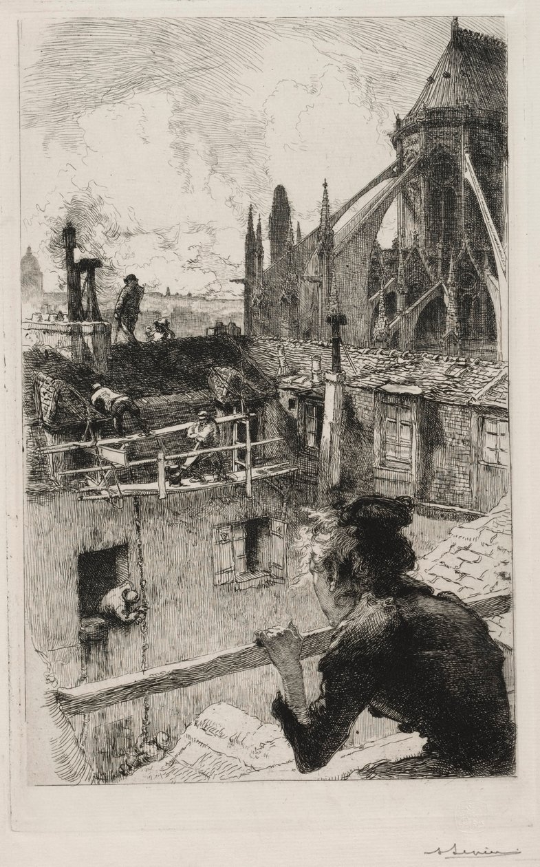 Na dachach niedaleko Notre Dame, 1893. autorstwa Auguste Louis Lepère