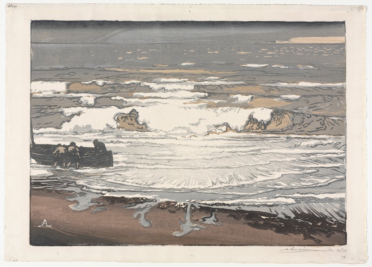 Przełamujące fale, przypływ z września 1901, 1901. autorstwa Auguste Louis Lepère