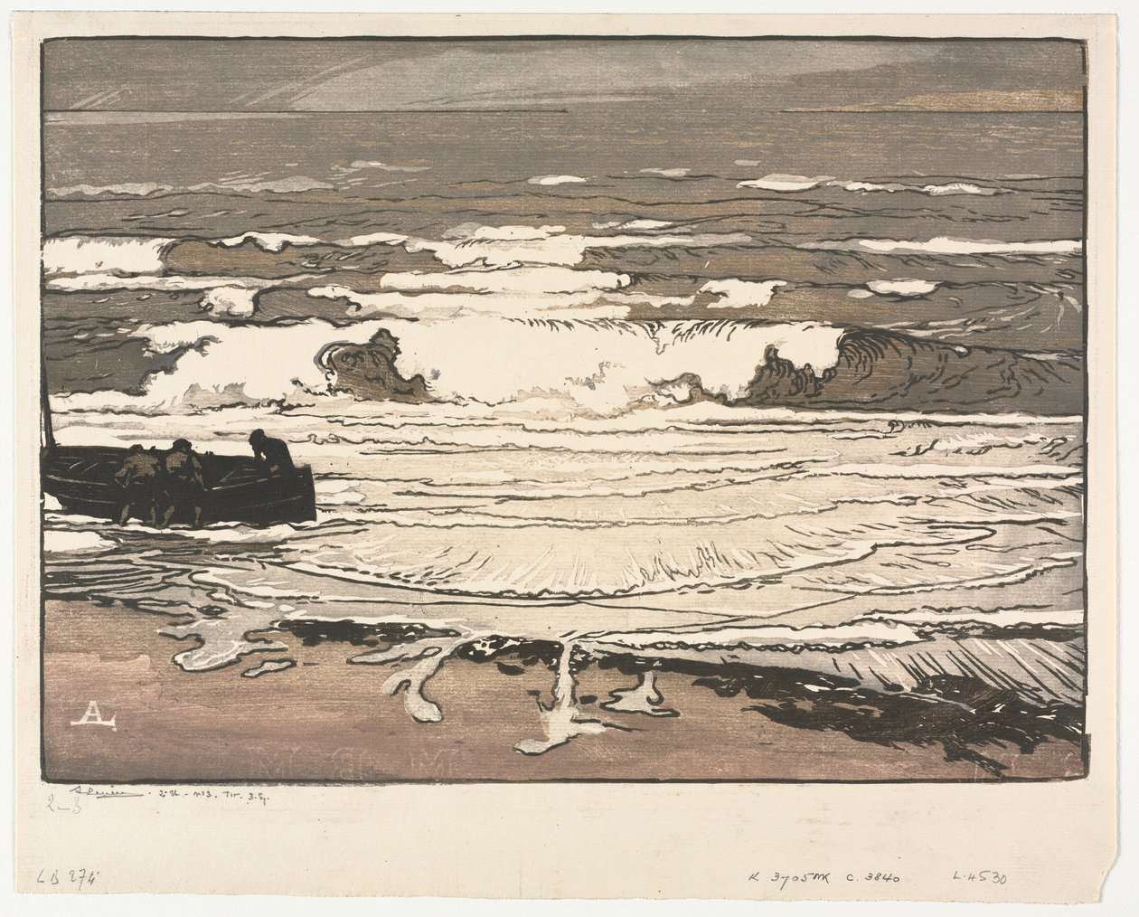 Przełamujące fale, przypływ z września 1901, 1901. autorstwa Auguste Louis Lepère