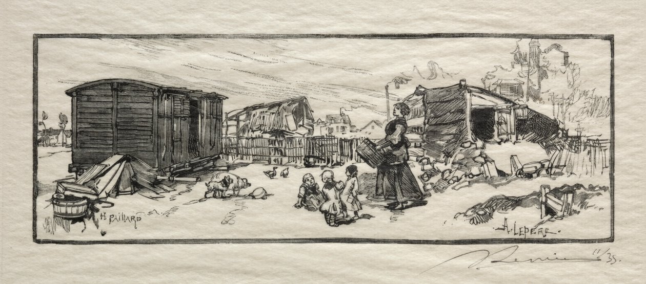 Powozownia (Le wagon-logement) autorstwa Auguste Louis Lepère