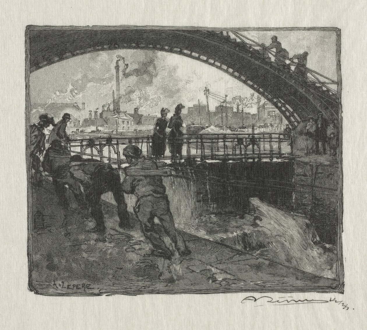 Śluza Kanału św. Marcina autorstwa Auguste Louis Lepère