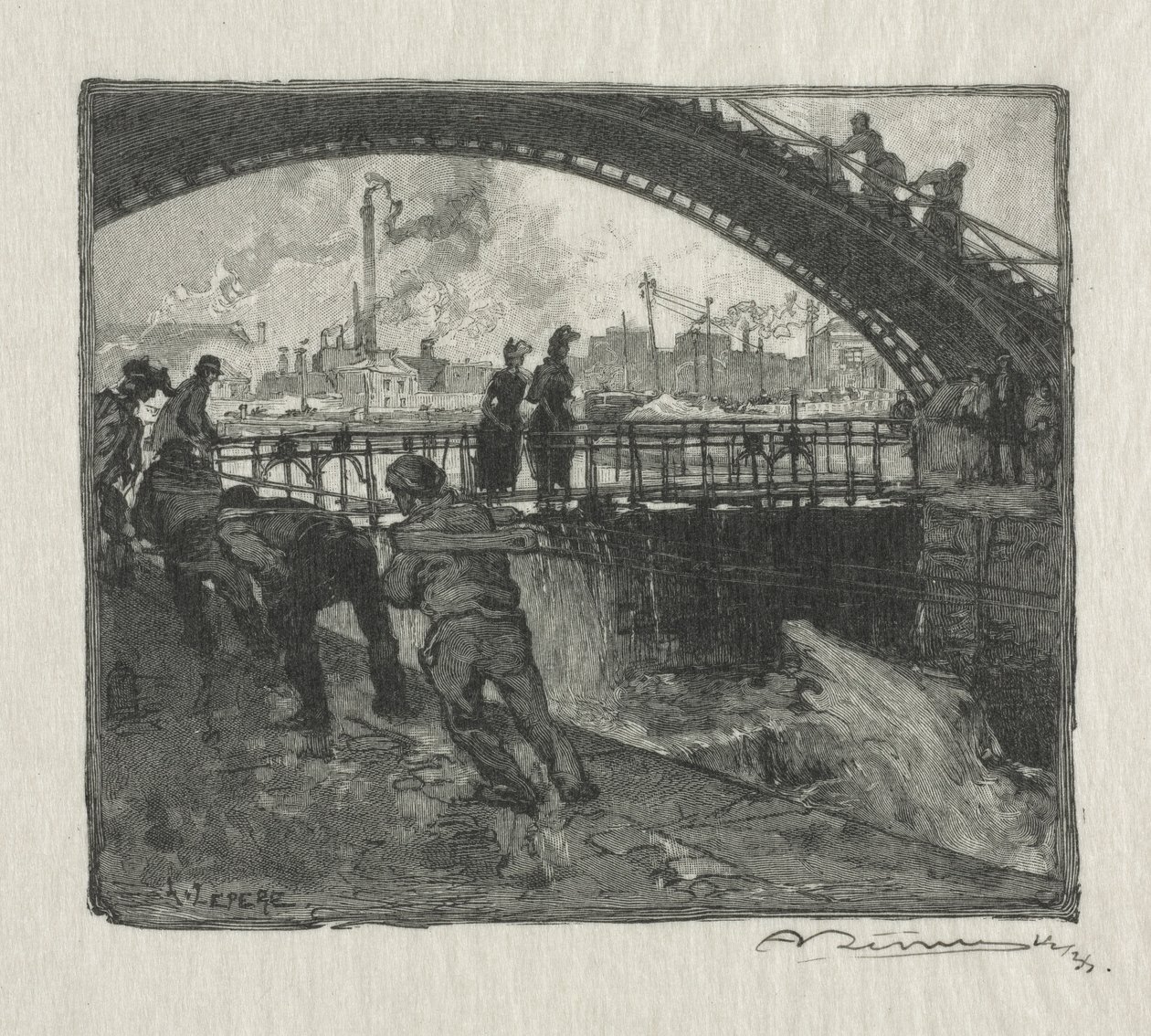 Śluza Kanału św. Marcina, 1890 r. autorstwa Auguste Louis Lepère