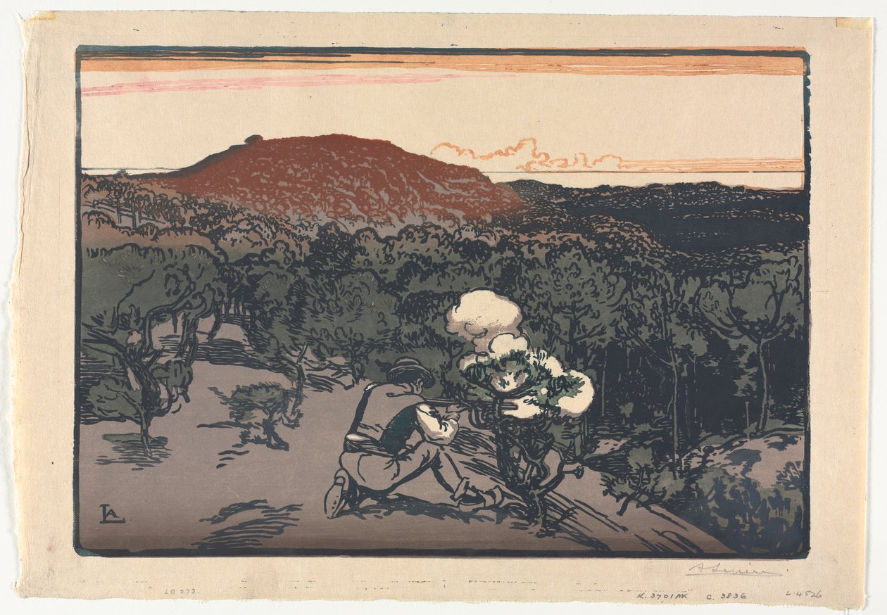 Kłusownik, wydmy Saint Jean de Mont autorstwa Auguste Louis Lepère