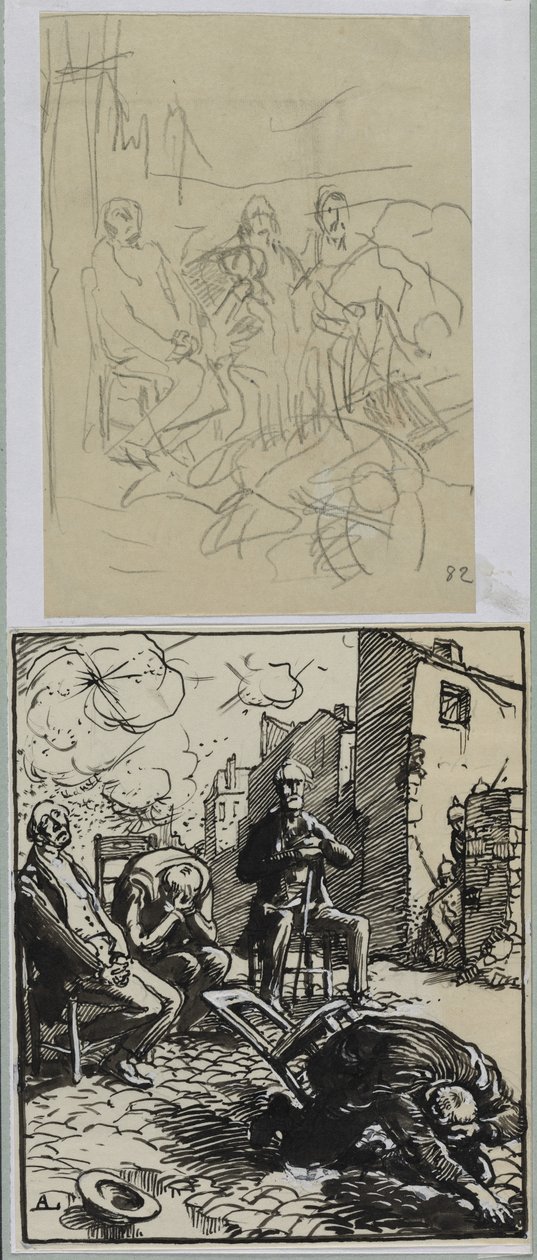 Trzech zakładników siedzących autorstwa Auguste Louis Lepère
