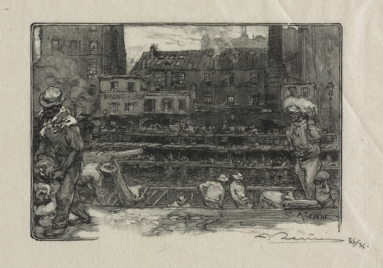 Rozładowacze kanału gipsowego St. Martin, 1890. autorstwa Auguste Louis Lepère