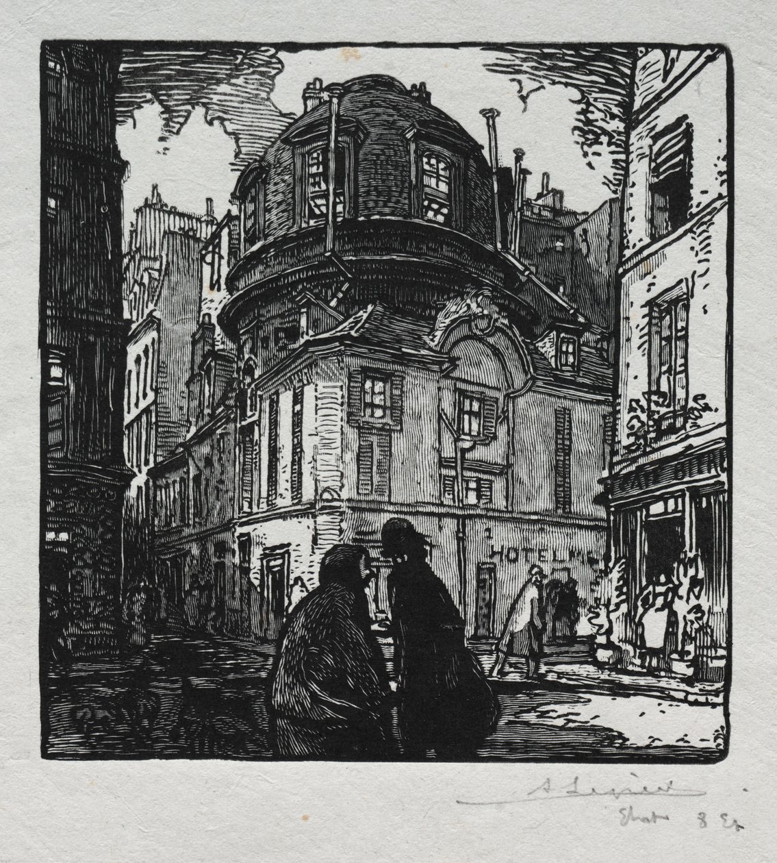 Widok na Hotel Colbert autorstwa Auguste Louis Lepère