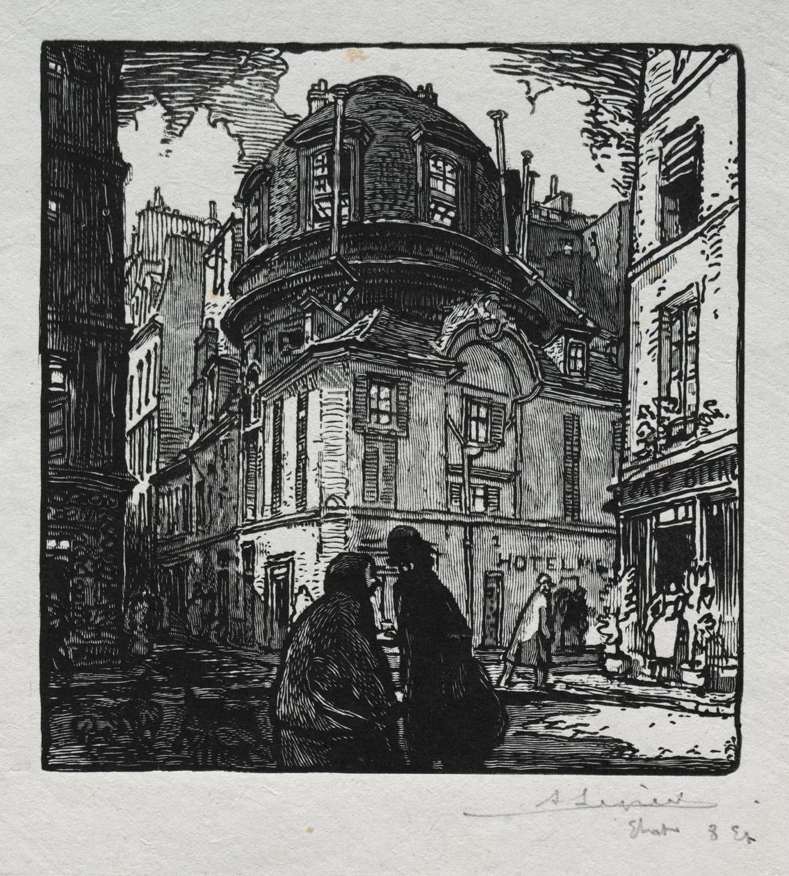 Widok na Hotel Colbert. autorstwa Auguste Louis Lepère