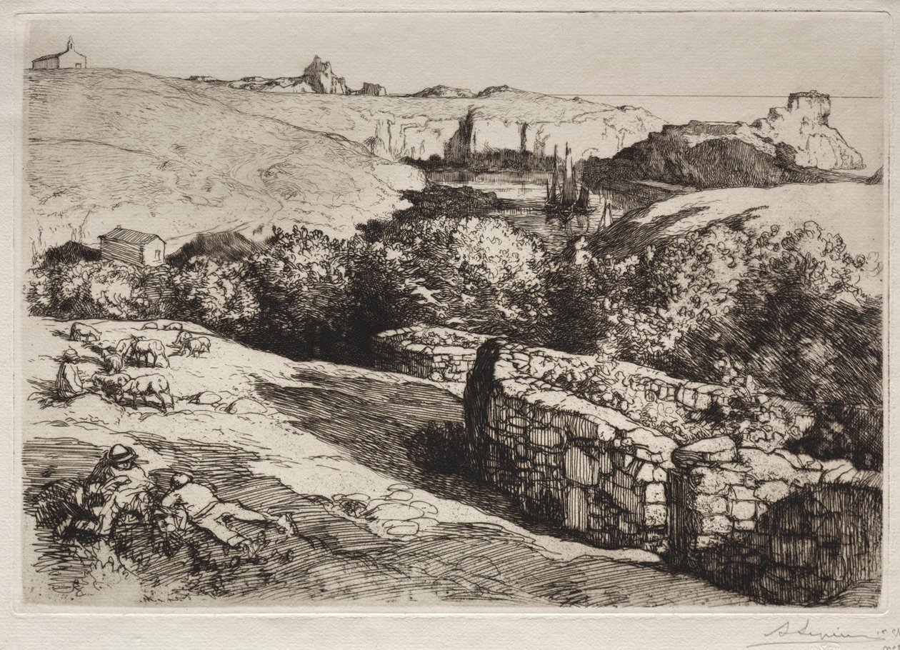 Widok na port La Meule autorstwa Auguste Louis Lepère