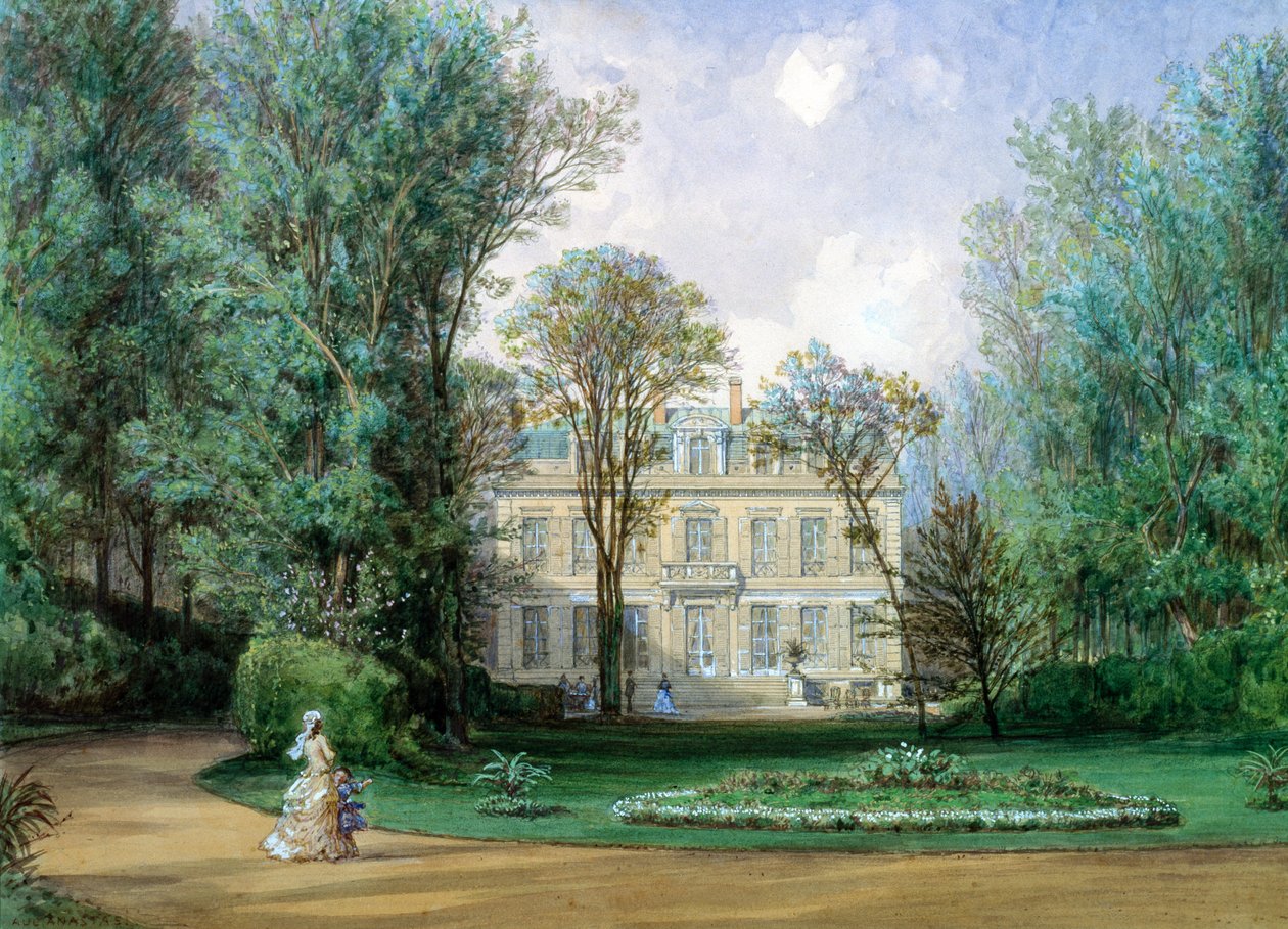 Hotel Rainbeaux, Avenue des Champs Elysees i 57 Rue de Ponthieu, Paryż, 1868 (wc na papierze) autorstwa Auguste Paul Charles Anastasi