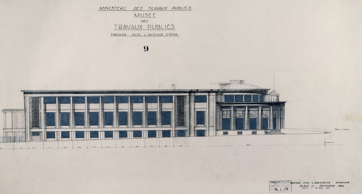 Projekt dla Musee des Travaux Publiques, Fasada, Avenue d
