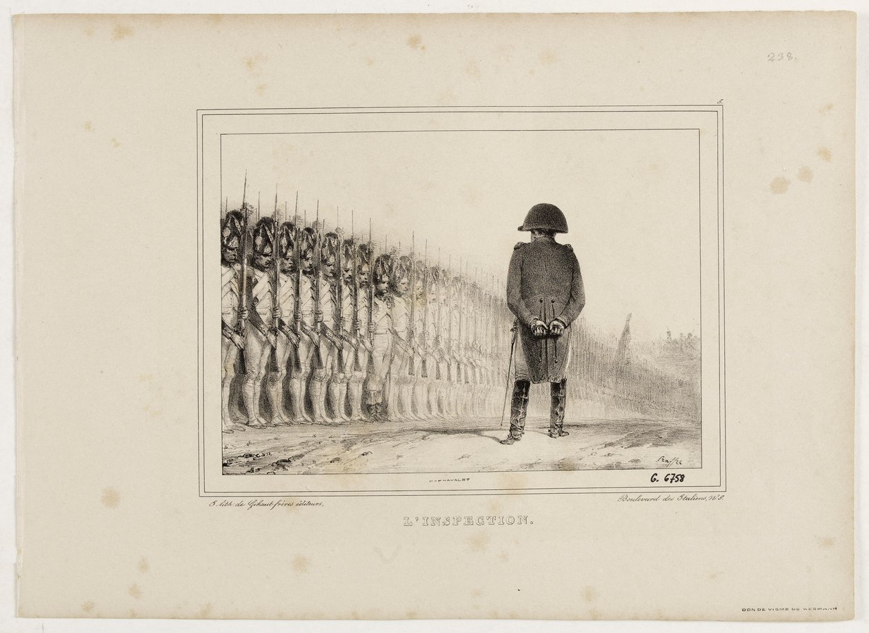 Album litografii z 1833 r., nr 5: Inspekcja. autorstwa Auguste Raffet