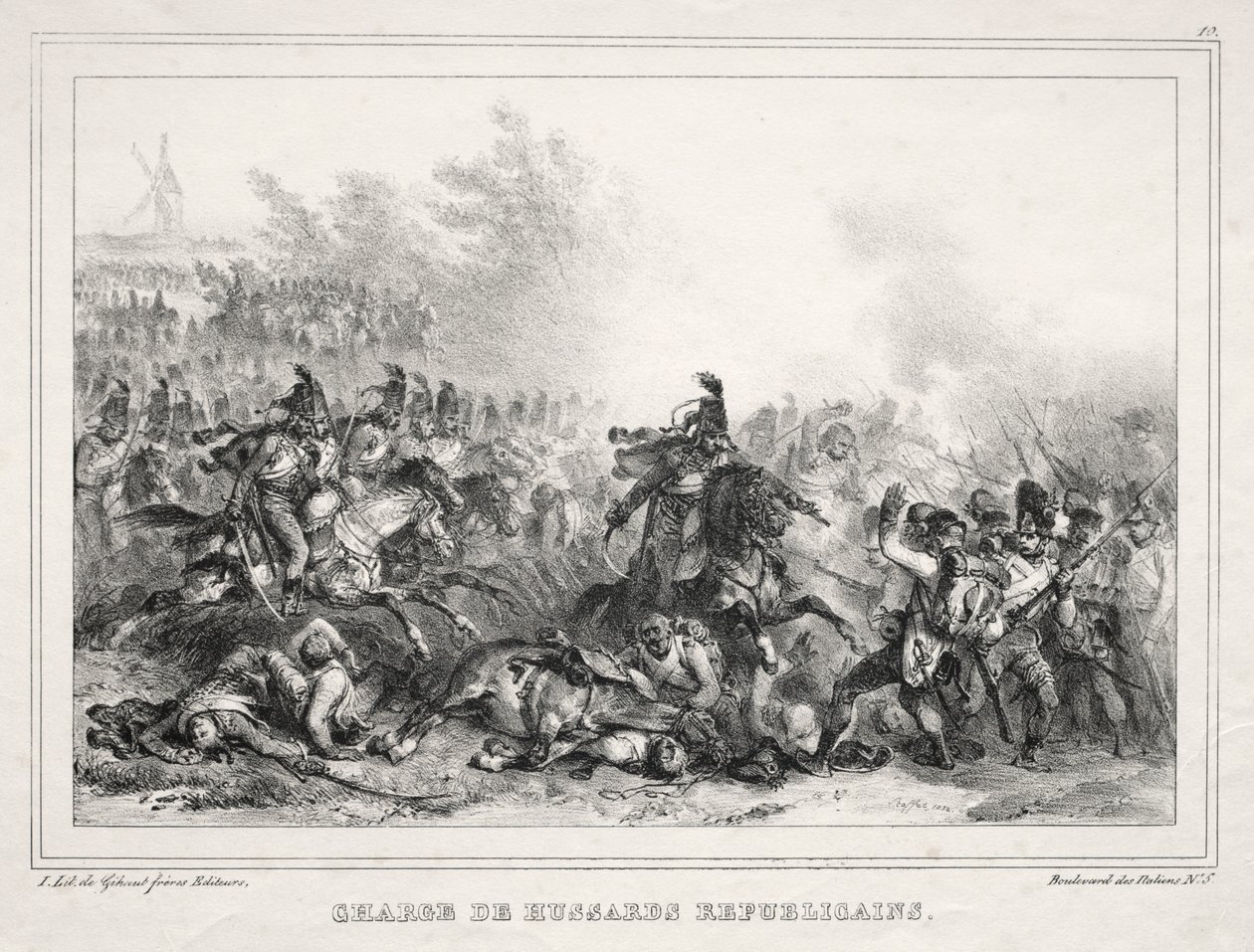 Album na rok 1833: Szarża huzarów republikańskich autorstwa Auguste Raffet