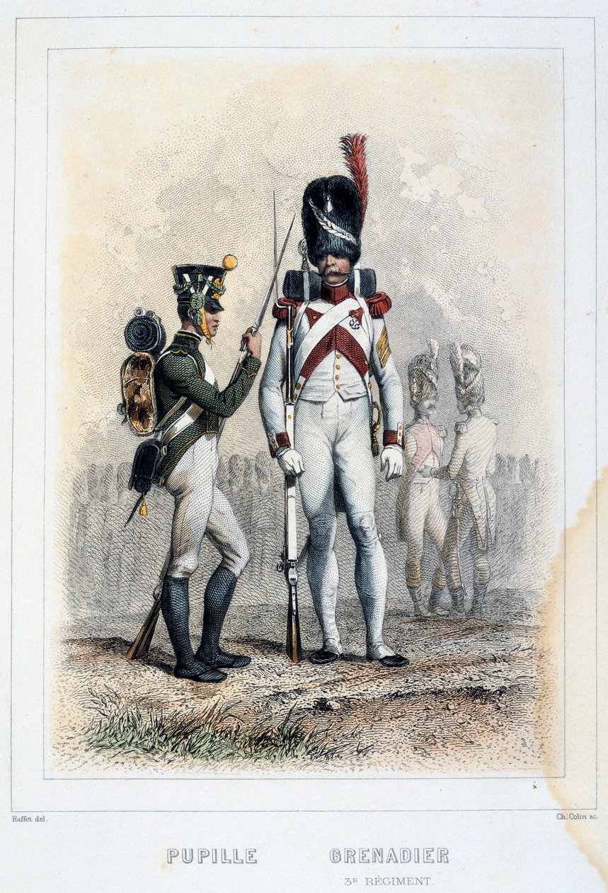 Grenadier i uczeń 3 pułku, 1859. autorstwa Auguste Raffet