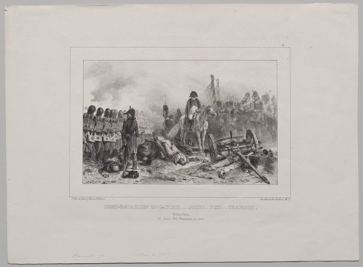 Album litograficzny z 1837 roku: Half-batalion na lewo…Cel!…Fire!…Load autorstwa Auguste Raffet