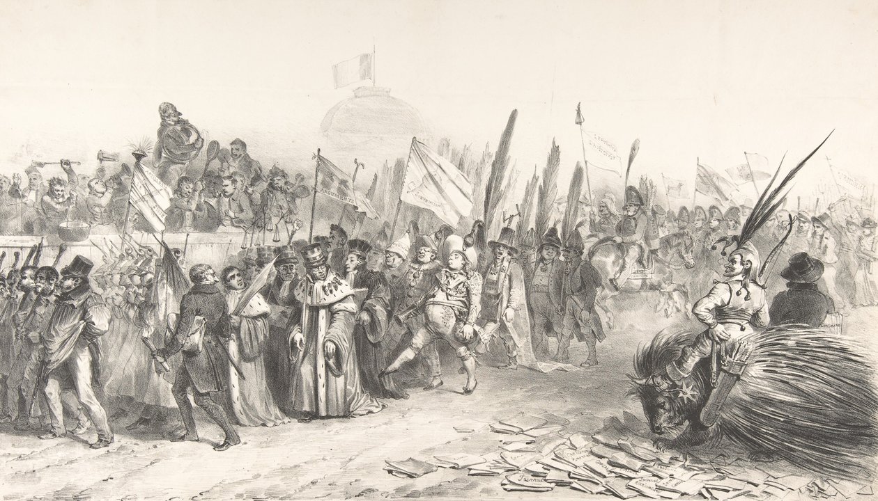 Wielki przegląd Juste-Milieu przechodzący La Karykaturę, 30 października 1832 Gran..., październik 1832 autorstwa Auguste Raffet