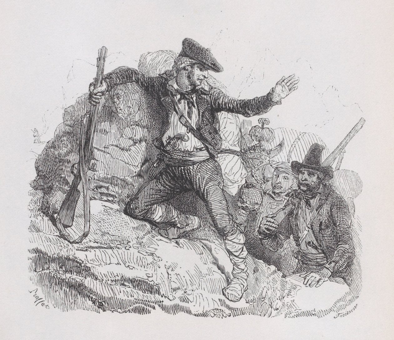 Przemytnicy, z Dzieł wszystkich Bérangera, 1836 autorstwa Auguste Raffet