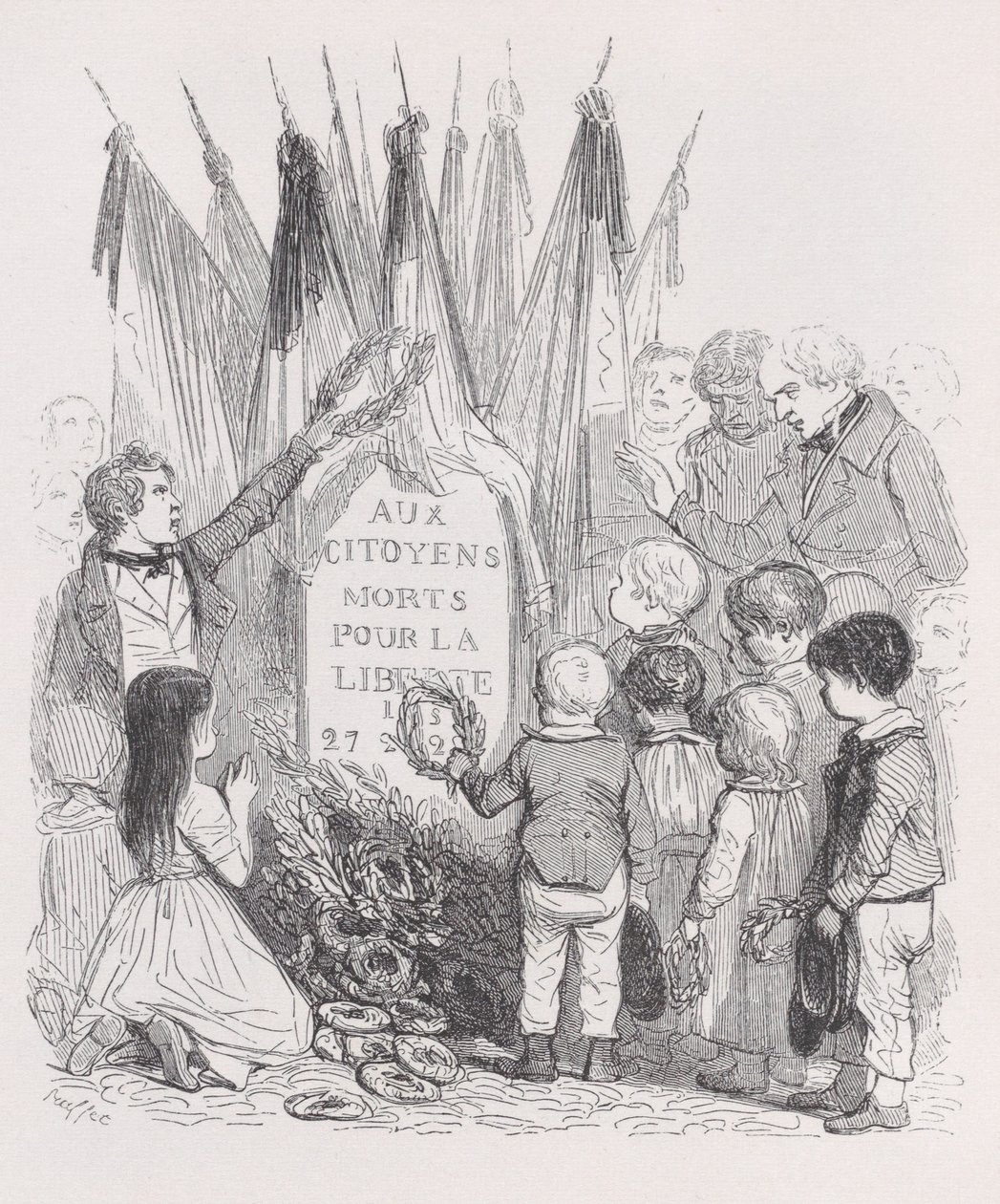 Groby lipca z Dzieł wszystkich Bérangera, 1836. autorstwa Auguste Raffet